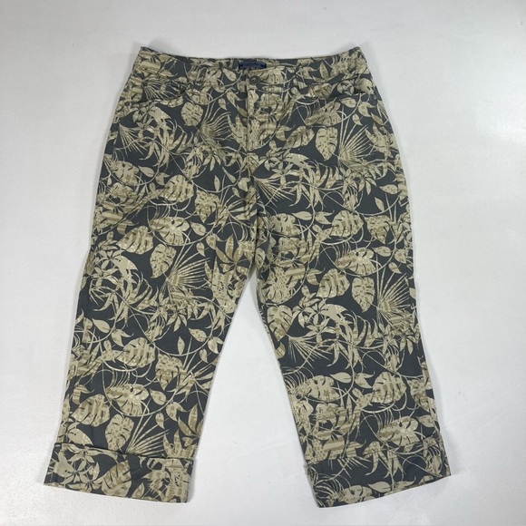 Bandolino Other - Bandolino Mandie Womens Grey/Yellow Capri Pants Size 14 Print Hawaiian Tropical